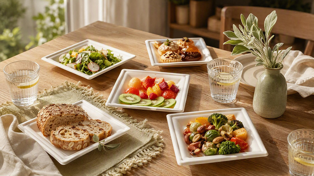 square bagasse plates